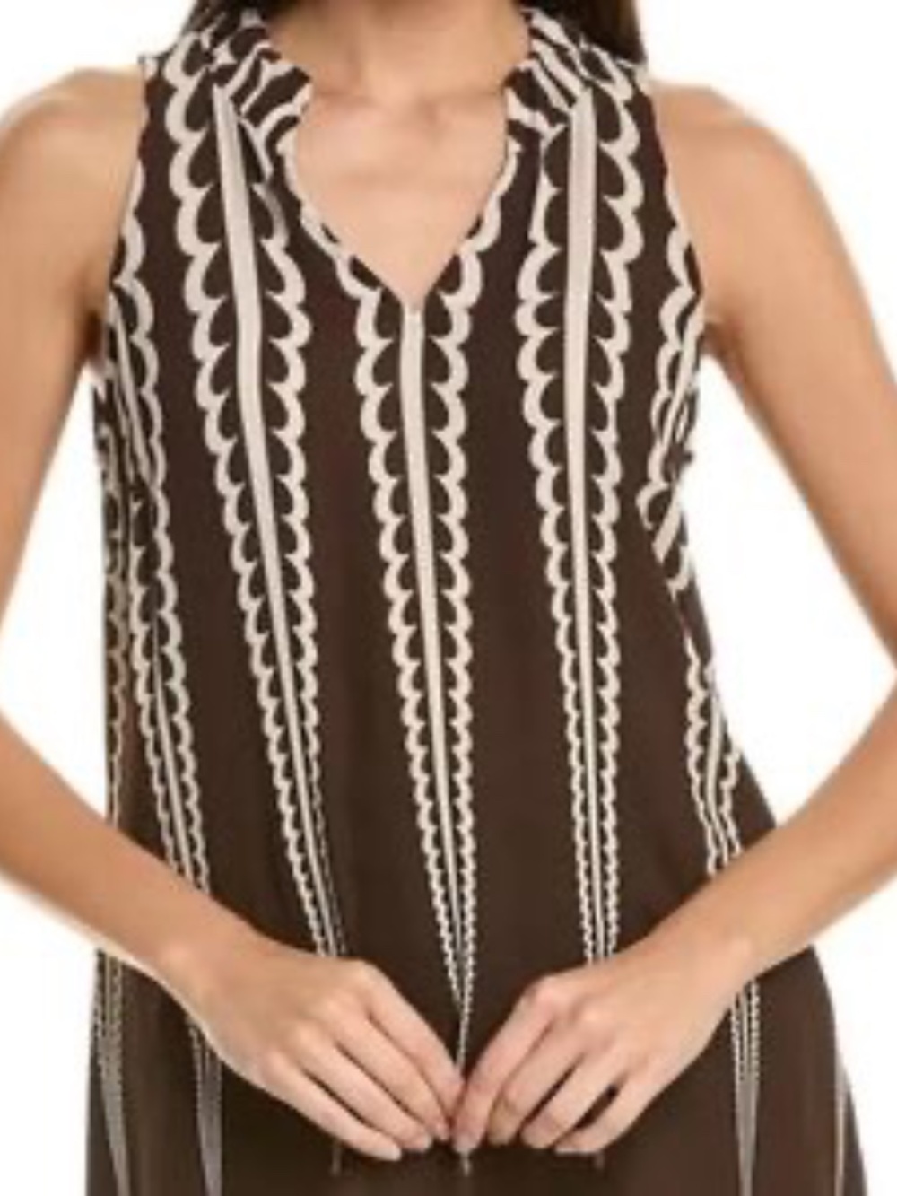 Cabi 4606 Deco Sleeveless Top Scroll Print Size S